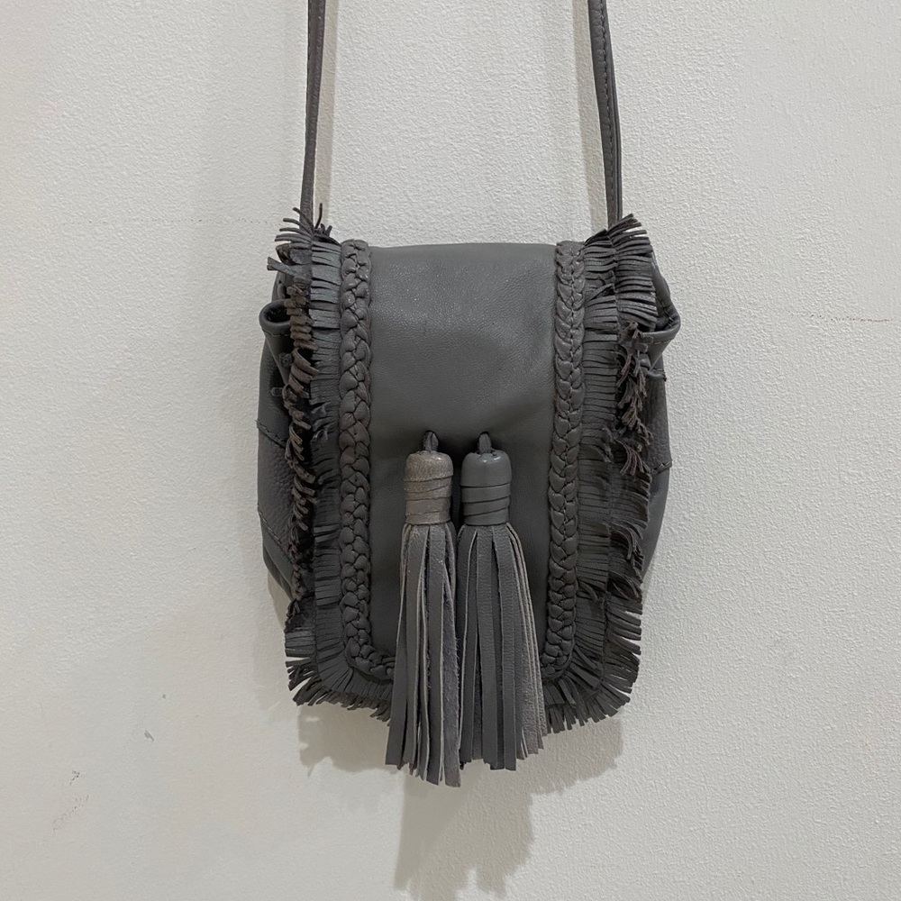 TopShop Gray Cross Leather Bag